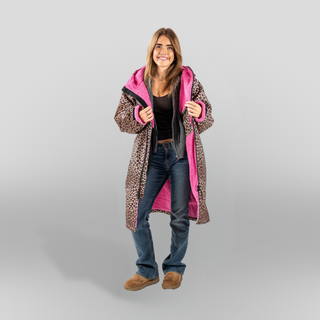 CosiRobe -  Waterproof Dry Changing Robe -  Leopard Print (Pink Edition)