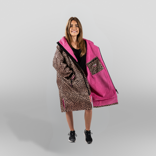 CosiRobe -  Waterproof Dry Changing Robe -  Leopard Print (Pink Edition)