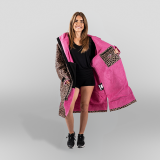 CosiRobe -  Waterproof Dry Changing Robe -  Leopard Print (Pink Edition)